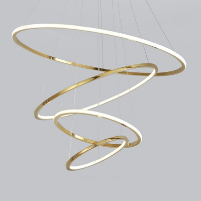 4 Lights Multi-Layer Shade Hanging Light Modern Style Metal Pendant Light for Living Room