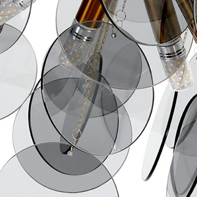 8-Light Chandelier Light Fixture Minimal Style Abstract Shape Glass Hanging Light