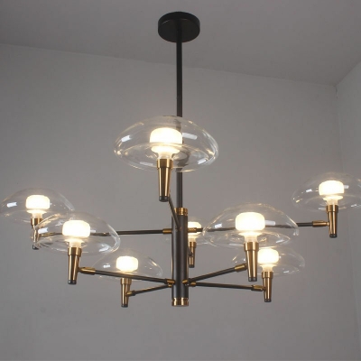 8 Lights LED Pendant Light Modern and Simple Clear Glass Jellyfish Shaped Chandelier Light for Dinning Room