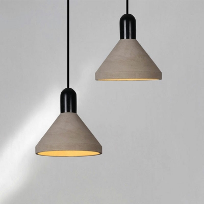 Cone Shaped Pendant Lights Modern Nordic Gray Cement Hanging Light Fixtures 1 Lamp for Living Room