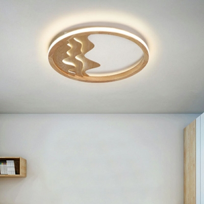 Contemporary Wood Flush Mount Ceiling Light Fixture Pendant Lights for Bedroom