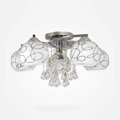 Creative Glass Crystal Warm Ceiling Light 6 Lights for Bedroom and Hallway