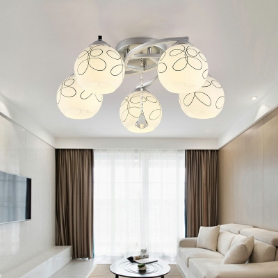 Creative Warm Metal Glass Ceiling Light for Restaurant Hall and Bedroom