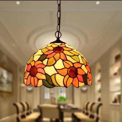 Domed Tiffany Pendant Lights 1 Light Victorian Hanging Light Fixtures for Living Room