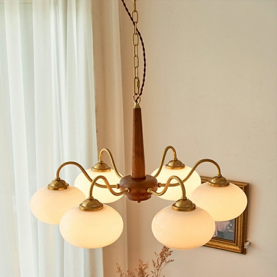 Franch Style Wood Chandelier Pendant Light Elegant Vintage Drum Ceiling Hang Fixture for Living Room