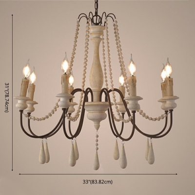 French Retro Chandelier 8 Head Ceiling Chandelier for Bedroom Dining Room Living Room