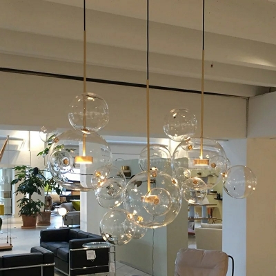 Globes Glass Shade Pendant Lamp Contemporary Ceiling Pendant Lights in Clear