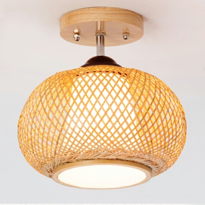 Japanese Style LED Flushmount Light Modern Style Hand-made Bamboo Celling Light for Homestay