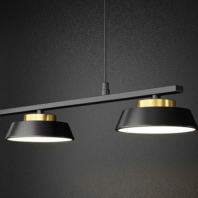 LED Island Lighting Fixtures Metal Minimalism Dinning Room Chandelier Lamp in Black