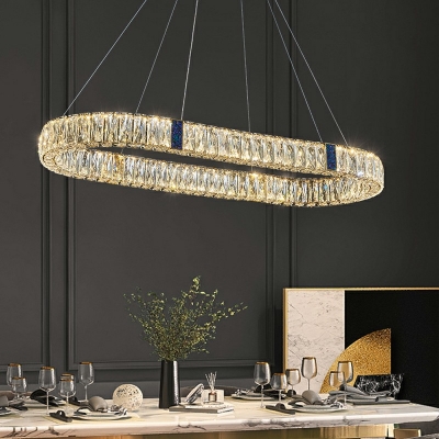 Modern Flush Mount Chandelier Crystal Multi Light Pendant for Dining Room