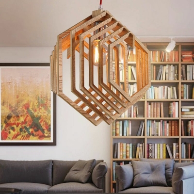 Modern Simple Hanging Pendant Light Wood Suspension Pendant Light for Living Room Bedroom