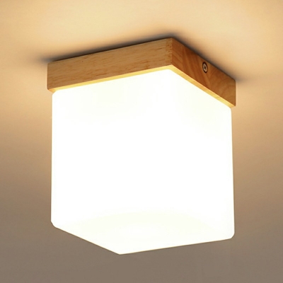 Modern Simple Wooden Glass Ceiling Light for Bedroom Corridor and Hallway