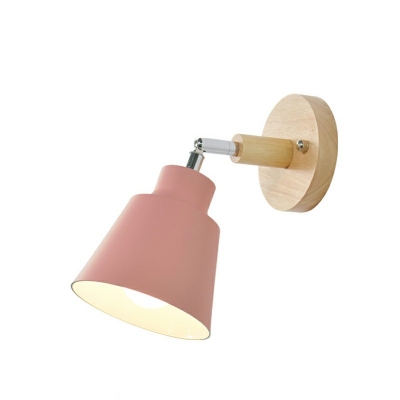 Modern Style LED Wall Sconce Nordic Style Macaron Metal Wood Wall Light for Bedside