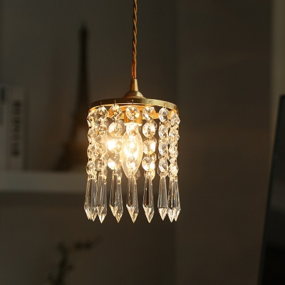 Round Crystal Pendanting Light Fixtures Modern Minimalist Brass Living Room Hanging Light
