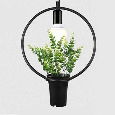1-Ligh Ceiling Pendant Light Industrial-Style Looped Shape Metal Pendulum Lights
