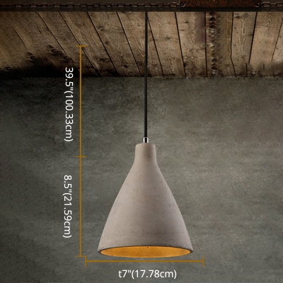 1 Light Cone Shade Hanging Light Modern Style Cement Pendant Light for Living Room
