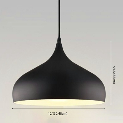 1-Light Hanging Lamp Kit Contemporary Style Dome Shape Metallic Down Lighting Pendant