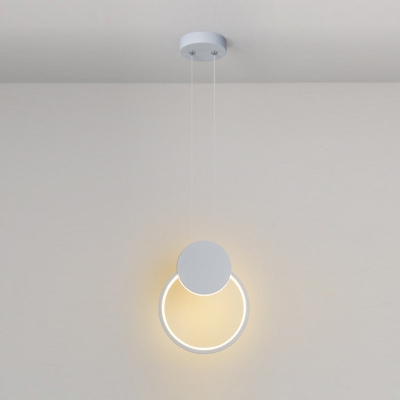 1-Light Hanging Lamps Minimal Style Ring Shape Metal Ceiling Pendant Light