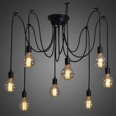 10-Ligh Multi Light Pendant Industrial-Style Wire Jungle Shape Metal Ceiling Lamp
