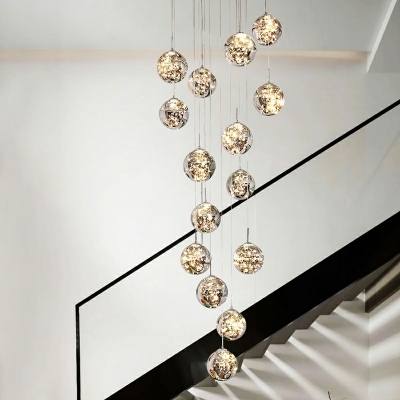 15 Lights Cluster Pendant Gypsophila Modern Glass Shade Cluster Pendant Light for Living Room