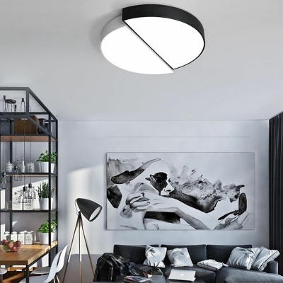2-Light Ceiling Fixture Modern Style Round Shape Metal Led Flush Light
