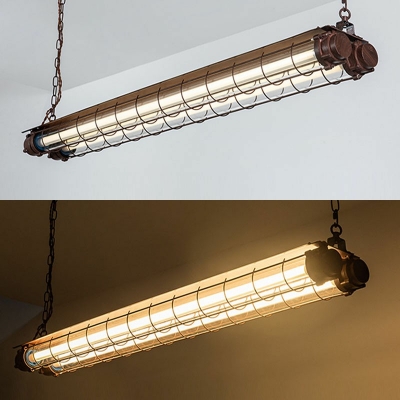 2-Light Island Lighting Industrial Style Linear Shape Metal Ceiling Lights