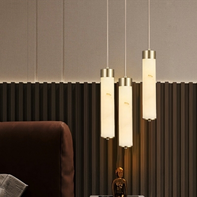 3-Light Cluster Pendant Light Modern Style Tube Shape Stone Hanging Ceiling Light