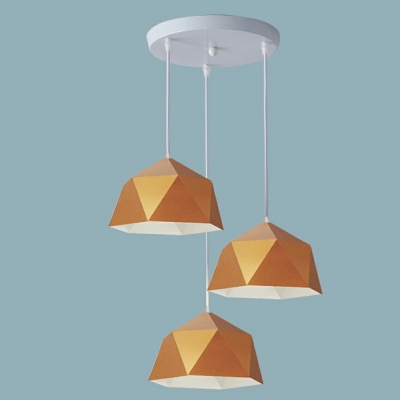 3 Lights Modern Style Polygon Shade Pendant Light Metal Hanging Light for Dinning Room