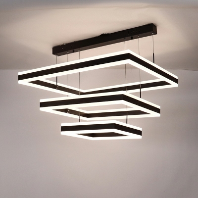 3 Lights Squared Shade Hanging Light Modern Style Acrylic Pendant Light for Dining Room