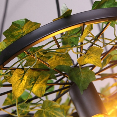 Black Commercial Pendant Lighting Plants Wheel Industrial-Style Hanging Ceiling Light Fixtures