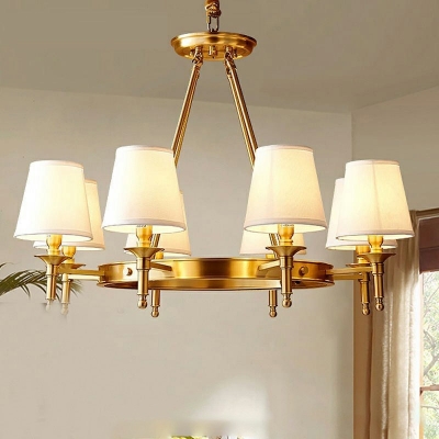 Chandelier Light Fixture 8 Lights Modern Copper Shade Hanging Lamp for Drawing Room