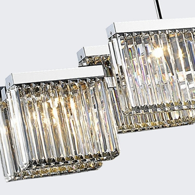 Contemporary Beveled K9 Crystal Ceiling Light Fixtures Rectangle Island Pendant