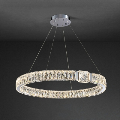 Contemporary Circular ​Chandeliers Crystal Rectangle Ceiling Suspension Lamp