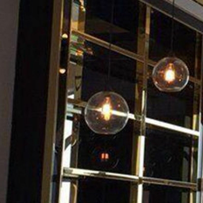 Glass Ball Pendant Light Contemporary Hanging Ceiling Light in Black