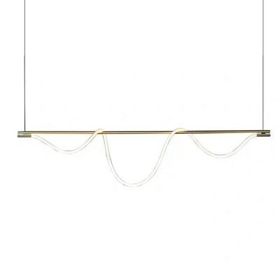 Gold Chandelier Lighting Fixtures Linear Contemporary Suspension Light for Dinning Room