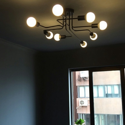 Industrial Style Flush Ceiling Light 8 Light Ceiling Light for  Bedroom Dining Room