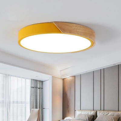 Modern Style LED Flushmount Light Nordic Style Macaron Metal Wood Acrylic Celling Light for Bedroom