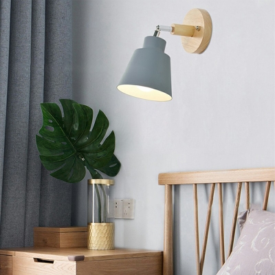 Modern Style LED Wall Sconce Nordic Style Macaron Metal Wood Wall Light for Bedside