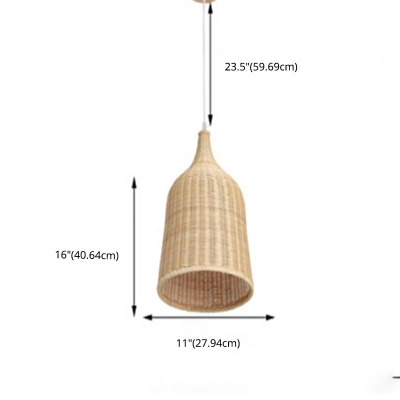 Rattan Braided LED Hanging Light Southeast Asia Style Pendant Light for Restraunt