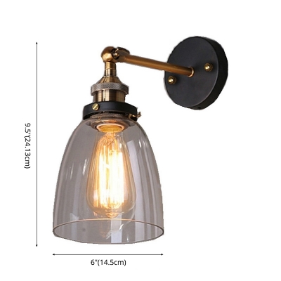 Retro Metal Glass Wall Lamp Industrial Style for Bedroom Bedside Aisle and Study