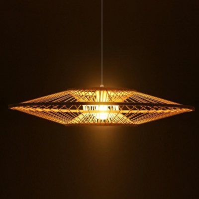 Southeast Asia Style Hanging Light Hand-made Braided Bamboo LED Pendant Light for Homestay