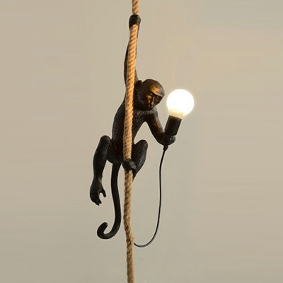 Unique Swag Monkey Pendant Light Hand-Wrapped Rope Commercial Pendant Lighting