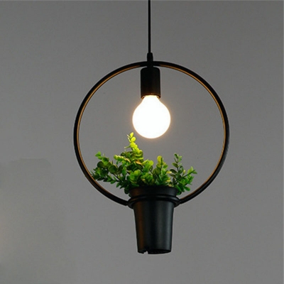 1-Ligh Ceiling Pendant Light Industrial-Style Looped Shape Metal Pendulum Lights