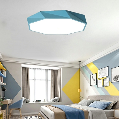 1-Light Ceiling Light Fixture Modern Style Octagon Shape Metal Flush Light