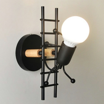 1-Light Wall Mounted Lamps ​Kids Style Exposed Bulb ​Shape Metal Sconce Lights