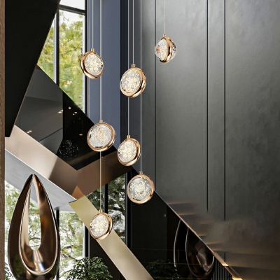 18 Lights LED Pendant Light Modern Style Simple Luxury Crystal Hanging Light for Loft Stairs