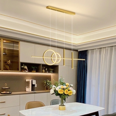 5-Light Island Pendants Modern Style Linear Shape Metal Hanging Lamp Kit