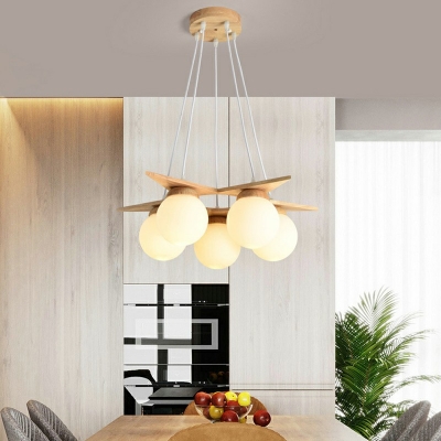 5 Lights Glass Contemporary Chandeliers Living Room Modern Multi Pendant Light Fixtures