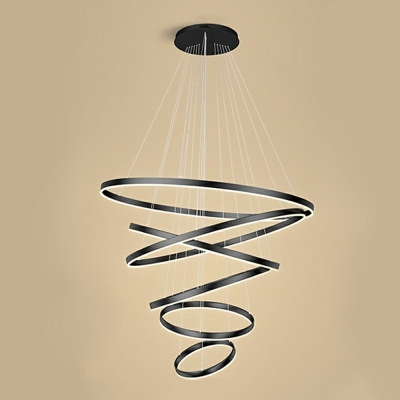 6 Lights Multi-Layer Shade Hanging Light Modern Style Metal Pendant Light for Living Room