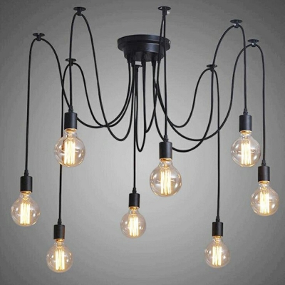 8/10 Lights Pendant Hardware Industrial-Style Swag Lamp Shape Metal Hanging Light